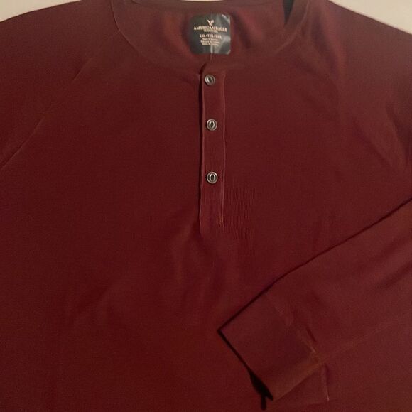 American eagle mens long sleeve maroon 1/4 button soft tee size xxl - Picture 3 of 14